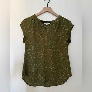 Fun 2 Fun Olive Green Blouse with White Pattern
